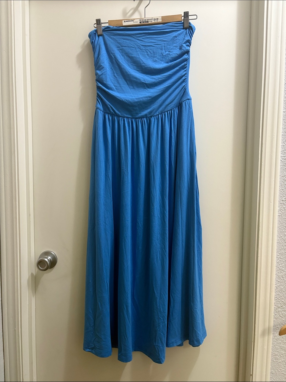 Strapless Turquoise Maxi Dress - Flowy Summer Silhouette